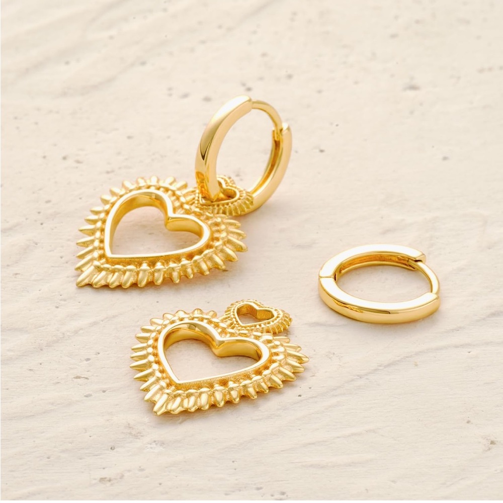 Gold Teardrop Hoop Earrings with Textured Detailing